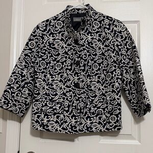 Liz Claiborne Black and White Patterned Blazer